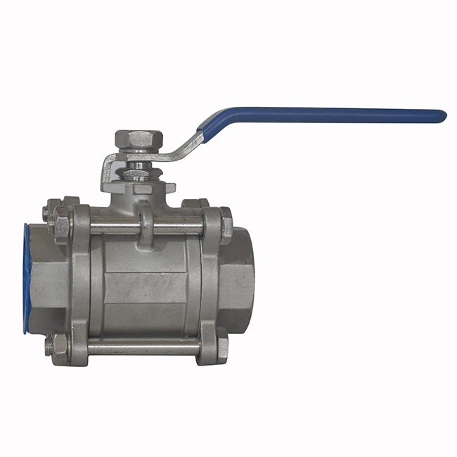 Three piece stainless steel ball valve